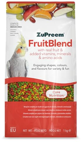 Zupreem Multifruchtfutter für Geflügel, Obst und Vitamine - Vogelfutter geeignet für Agapornis, NINFA-Kakadus, argentinische Cotorras und andere mittelgroße Vögel, 1 kg