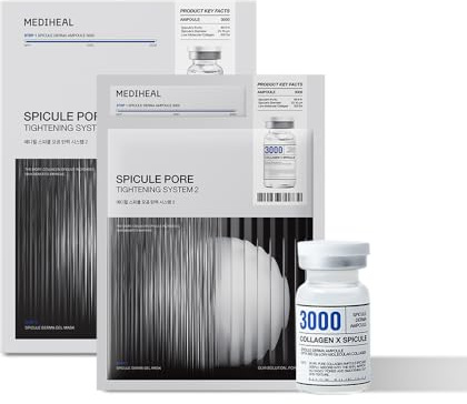 Mediheal Collagen Spicule 3000ppm Intensive Serum – Micro Needle Serum for Pore Care, Soothing & Skin Texture Improvement, 2-Step Pore Care Set,Collagen Spicule Ampoule and Gel Mask Set,4 pcs
