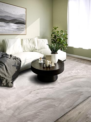 Villeroy & Boch Shaggy Teppich Leon - Flauschiger Hochflor Wohnzimmerteppich - Einfarbig Weich Pflegeleicht Langflor für Wohnzimmer Esszimmer, Schlafzimmer, Kunderzimmer - Hellgrau, 120x170 cm