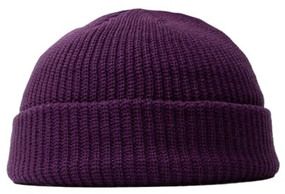 BrightGlow Wintermütze für Herren und Damen Trawler Beanie Watch Hat Roll-up Edge Skullcap Kurze Fischermütze mit Strickbündchen Beanie-Mütze Warm Skimütze Acryl-Strickmütze Lila Erwachsene