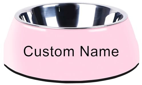 Personalised Dog & Cat Bowls – Stainless Steel Feeding Dishes for Small, Medium, Large Pets – Non-Slip, Easy Clean, Custom Name Water & Food Bowl for Puppy, Kitten – Split Design(Pink)