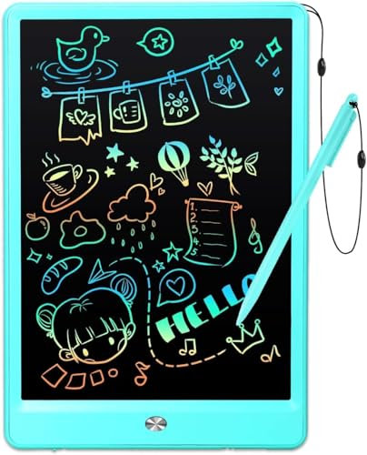 EooCoo Tablette d'écriture LCD 10 Pouces,Tablette Dessin Enfant,Occupation Voyage en Voiture Enfant,Educatif Cadeau Outil d'apprentissage Pour Garçons et Filles de 3 4 5 6 7 Ans Bleu