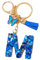 Name Buchstabe Schlüsselanhänger M Blau,Niedlicher Schmetterling Schlüsselanhänger mit Glitzer Quasten & Harz für Mädchen,Kinder,Personalisierte Aesthetic Taschenanhänger für Ranzen,DIY Bastelmaterial