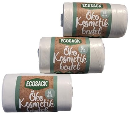 Ecosack Müllbeutel Öko 5 l für Kosmetikeimer, 3 x 40 St