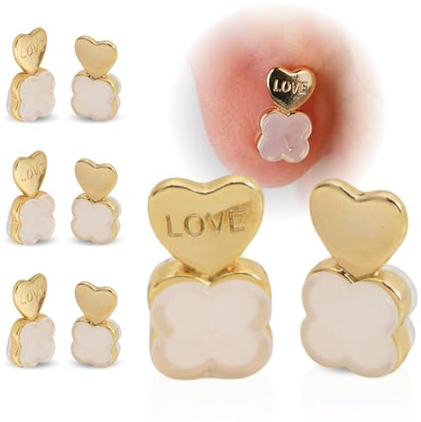 Elevadores de pendientes Cris Vida Valor – Pack de 4 pares cierres levanta pendientes con diseño trébol | Tuercas anticaída lóbulos caídos u orejas rasgadas |Hipoalergénicos | Caja regalo Premium