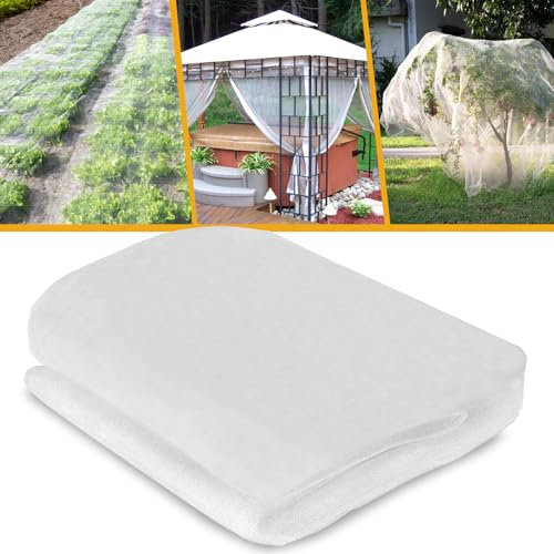 Moskitonetz für Garten, 3 x 6 m, Schädlingsbarriere für Terrasse, Veranda, Balkon, schützt Obstbäume, Heidelbeeren, Gemüse, Blumen (weiß)