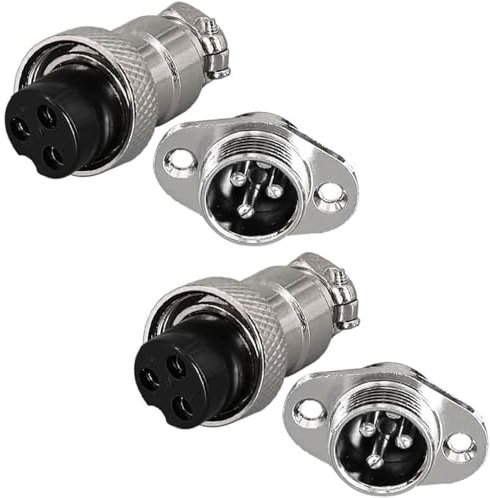 RUNCCI-YUN 2 pièces GX16 3 Broches Aviation Connecteur,16mm souder Mâles et Femelles Panneau Câble Connecteur d'aviation (GX16 3 Pin)