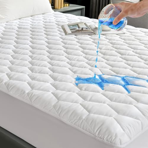 GRT Waterproof Mattress Protector Double Bed, OEKO-TEX, Noiseless | Deep Pocket up to 30cm, Soft Quilted Cover, Hypoallergenic, Breathable, TPU Waterproof, Machine Washable