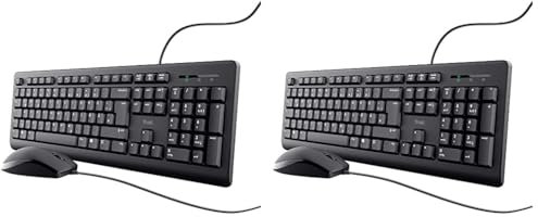 Trust Taro Kabelgebundenes Tastatur und Maus Set, Deutsches QWERTZ Layout, Leise Tasten und Maustasten, Spritzwassergeschützt, USB-Anschluss, für PC, Laptop, MacBook, Windows, macOS - Schwarz