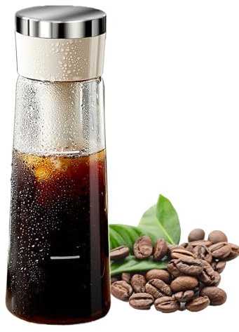 Cold Brew Coffee Maker, 750ml Glass Iced Coffee Maker Tea Brewer with Stainless Steel Filter, Portable Leak-Proof Cold Brew Tea Bottle for Home Outdoor
