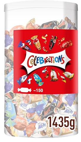 Celebrations Assorted Milk Chocolate Mini Biscuit Treats Snack Gift 1435g | Assorted Milk Chocolate Party Sweets & Mini Biscuits, Ideal for Office Breakroom Snack, Birthday Gift Selection, Movie Treats