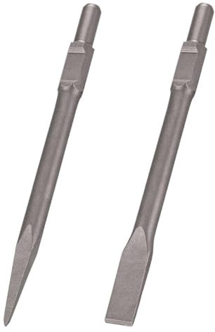 Yominerr 2pc 1-3/16 Inch Hex Chisel Set with Point & Flat Chisels for Heavy Duty Electric Demolition Jack Hammer Concrete Breaker