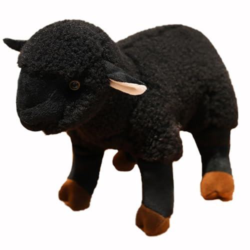 HOMEXYLYL Schaf Kuscheltier, Tier Plüsch Lamm Wirklichkeit Weich Umarmbar Geburtstags Kinder Erwachsene (Black)