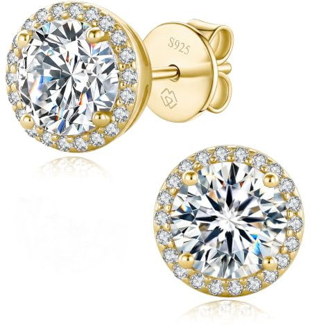 MomentWish Moissanite Ohrringe Gold 585 Ohrstecker Rosegold mit Stein | 0,6/1/2/3 Karat Ohrstecker Gold Diamant Echtes Silber Hypoallergen Schmuck Damen Geschenk für Frauen Freundin 4-7,5 mm