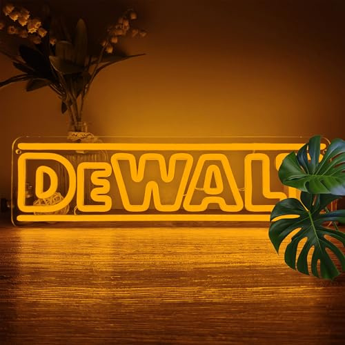 De-Walts Neonschild, LED-Neonlichter für Werkzeugliebhaber, 12,2 x 42,9 cm, dimmbar, USB-betriebenes LED-Schild für Garage, Werkstatt, Bar oder Männerhöhle, Acrylplatte, einfach aufzuhängen