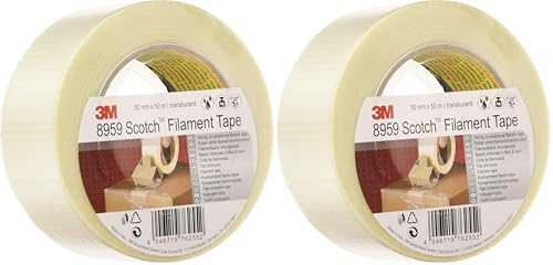 Scotch Filamentklebeband 8959 transparent 50mm x 50m / Kreuzgewebtes Glasfaser Spezialklebeband universell einsetzbar und leistungsstark / 1-er Pack (Packung mit 2)