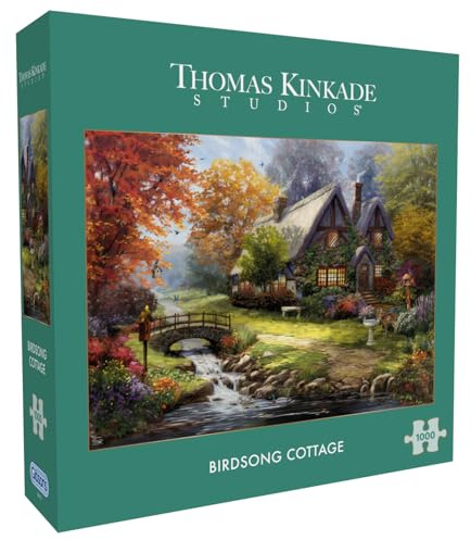 Gibsons Birdsong Cottage 1000 Piece Jigsaw Puzzle for Adults – Idyllic Nostalgic Countryside Scene by Thomas Kinkade Studios - Premium, Sustainably Made in the UK/EU - Great Gift