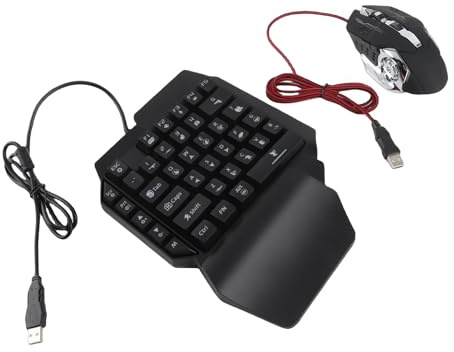 Acouto Clavier de Jeu Demi-Main combiné USB Filaire rétro-éclairé par LED et Clavier avec Convertisseur pour Le Contrôle XboxONE pour One de Jeu RVB à Une Main et ComboHalf Hand Gaming