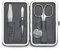 nippes Solingen Maniküre Set Raute, 3-teilig, Lamm-Nappa-Etui mit Rahmen und Lederfutter innen, Nagelset Made in Germany, Nagelpflege Set mit Nagelschere, Pinzette und Nagelfeile, vernickelt