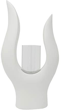 Flamme Deko Holz Vase weiß Dekoartikel Geschenk Weihnachten Advent Design (weiß)