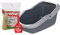 PeeWee Katzentoilette EcoMinor Katzenklo offen Schale Katzen WC inkl. 3kg Streu Holzpellets Pellets, Farbe:Grau