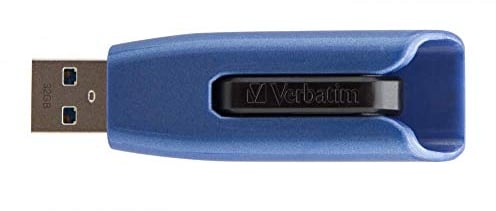 Verbatim Store 'n' Go V3 MAX USB-Stick, USB-3.2 Gen 1, 32GB, Speicherstick mit Schiebemechanismus, SuperSpeed-Schnittstelle, externer Speicher für Laptop Notebook & Co, blau/schwarz