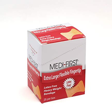 Medique Products 61773 Woven Extra Heavy Weight Latex Free Fingertip Bandage, X-Large, 25 Per Box, natural
