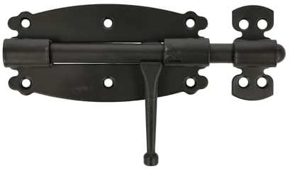 Amig - Einsteckriegel für Türen und Möbel Mod. 484 | Sicherheitsschloss für horizontale Verriegelung | Stahlmaterial mit Zamakschaft | 120 mm | Rustikaler Stil | Inklusive Schrauben | Schwarz