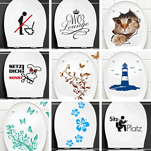 Wandaro W3379 Wandtattoo Verschiedene WC Aufkleber Motiv 13 schwarz