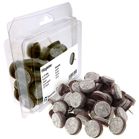 Trevendo 32 Stück Filzgleiter zum Nageln, Ø 17 mm, braun