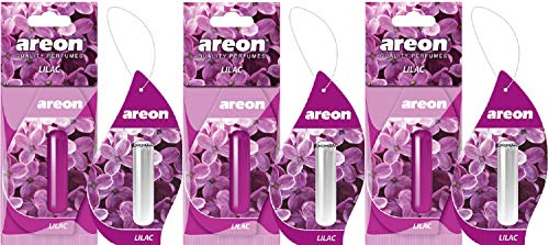 AREON Liquid Auto Duft Lila Blume Autoduft Duftflakon Parfüm Flakon Lufterfrischer Aufhängen Hängend Anhänger Spiegel Violett Set 5ml 3D (Lilac Pack x 3)