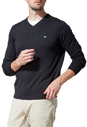 FYNCH-HATTON Pullover aus Baumwolle mit V-Ausschnitt Charcoal/XXL