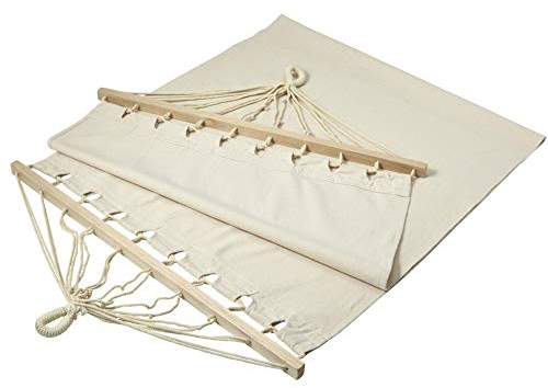 FUN FAN LINE - Hamac de Jardin | Hamac Suspendu Portable avec Sac de Transport pour Extérieur & Intérieur | Idéal pour Camping, Terrasse & Balcon | 190x80 cm Blanc Lin