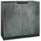 Vladon Sideboard Logan, Made in Germany, Kommode mit 2 Türen, Schwarz matt/Beton dunkel Optik (82 x 78 x 37 cm)