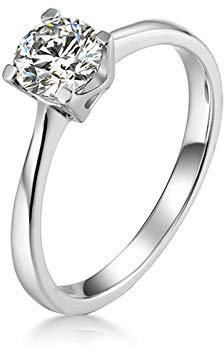 Bishilin Trauringe 18 Karat Gold 4-Steg-Krappenfassung Moissanit 0.5ct Damen Verlobungsring Diamant 61 (19.4)