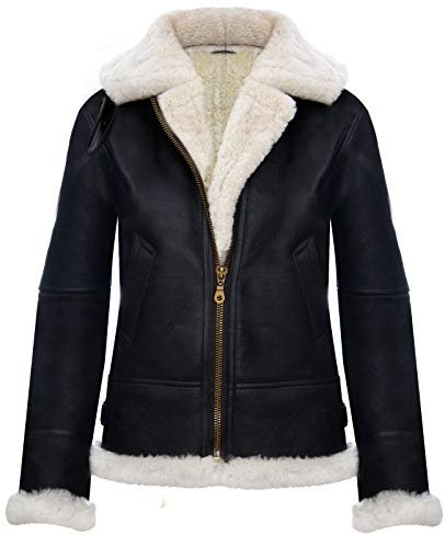 Infinity Leather Herren Braun Sahne B3 Shearling Schaffell WW 2 Bomber Leder Jacke 4XL