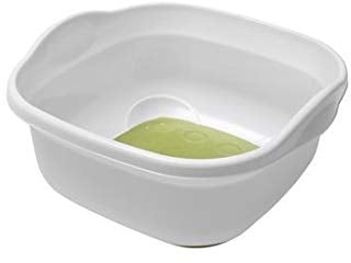 Plastic Soft Touch Washing Up Bowl Base Non-Slip Feet 8.5L with Handles (White/Green)