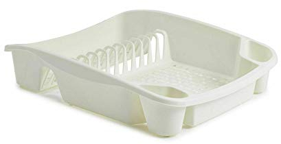 Plastic Kitchen Sink Dish Drainer Cutlery Plate Cup Storage Holder Rack Tidy (Cream, Small Dish Drainer)