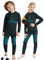 NOOYME Funktionsunterwäsche Kinder Skiunterwäsche Thermounterwäsche Atmungsaktiv & Hautfreundlich Sportunterwäsche Fussball, Schwarz-Hellblau (146/152) 150-155cm