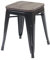 Hocker HWC-A73 inkl. Holz-Sitzfläche, Metallhocker Sitzhocker, Metall Industriedesign stapelbar - schwarz