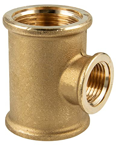 tecuro T-Stück allseitig Innengewinde Rp 1 x 1/2 x 1 Zoll, MS-blank CW617N, nach Trinkwasserverordnung 50930-6, nach ISO 7/1, warmgepresst