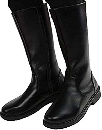 MWbetsy Männer Kniehohe Lederstiefel Unisex Reitstiefel Stage Performance Schuhe mit weitem Bein Mittlere Waden Full Zip Rundkopf Long Tall Stiefel,Schwarz,45