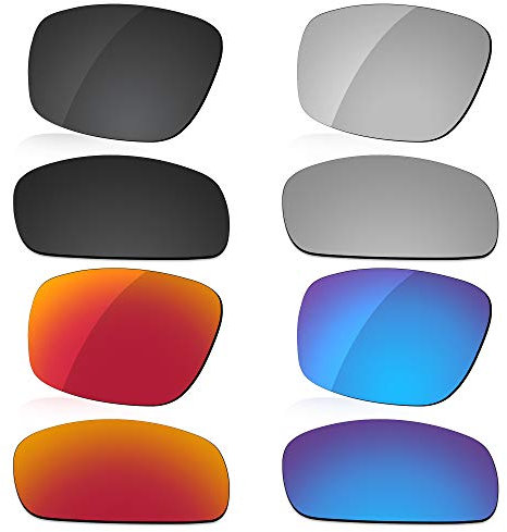 LenzReborn Verres polarisés de rechange pour lunettes de soleil Oakley Valve OO9236, noir foncé + gris argenté + rouge feu + bleu glacier, Taille unique