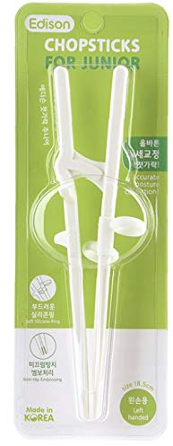 Florian Chopstick Training Set, Silicone, White, 3 Stage Learning for Teenage, Left Handed, Brain Training, Made in Korea