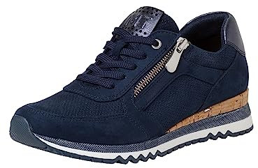 MARCO TOZZI Damen Sneaker flach mit Reißverschluss Vegan, Blau (Navy Comb), 41 EU
