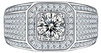 Gem's Beauty Moissanite Herrenringe 925 Sterling Silber Ehering D Farbe 1,0 ct Moissanite Verlobungsring Diamantringe für Männer (Größe 8