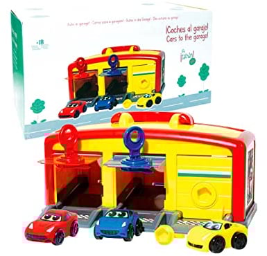 Tachan - Garaje De Coches De Carreras con 3 Coches De Carreras De Colores, 3 Puertas con Llave para Los Coches, Llaves con Formas Geométricas, Niños A Partir De 1 Año (751T00559)