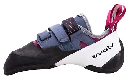 Evolv Shaman Lv Grau-Pink-Weiß - Leistungsorientierter Veganer Kletterschuh, Größe EU 39 - Farbe Beet Red - Slate