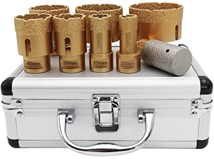 SHDIATOOL punte diamantate 20/25/35/40/50/60/68mm con set di valigette sega a tazza diamantata da 8 pezzi per piastrelle, granito gres porcellanato M14-taper