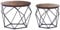 Couchtisch 2er Set dunkler Holzfarbton/schwarz Metallbeine Diamant-Form Bruni